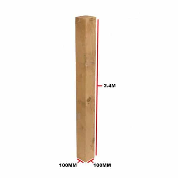 Wooden Posts Brown 100 X 100mm 2.4m