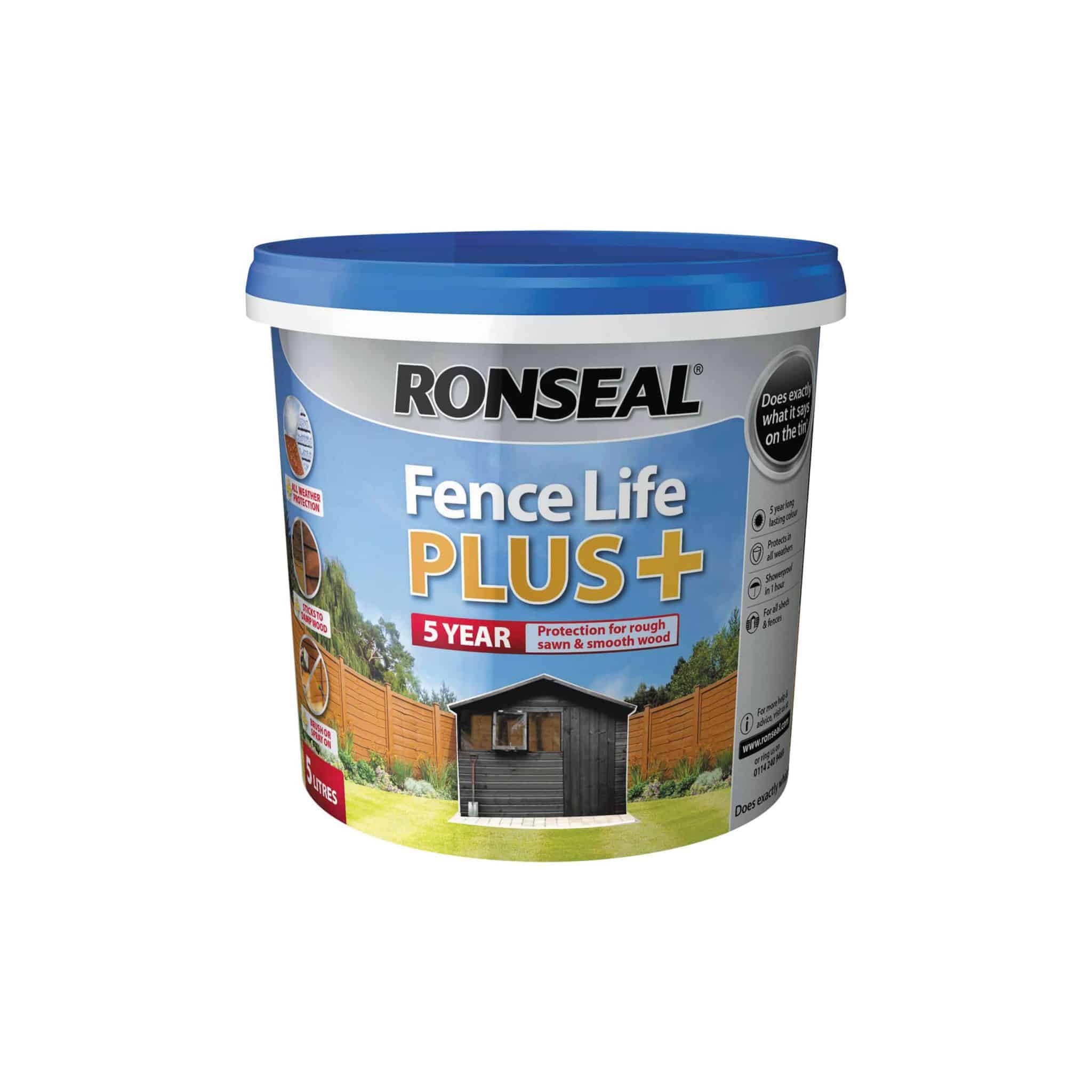 Ronseal Fence Life Plus 5L UK Bricks, Timber, Pavers, and Building