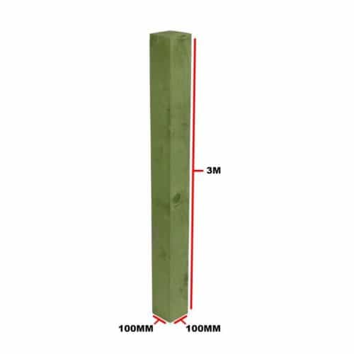 Wooden Posts Green 100 X 100mm 3.0m