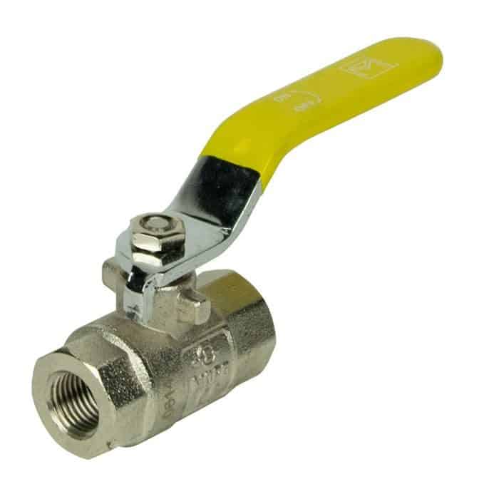 15mm yellow handled lever ball valve