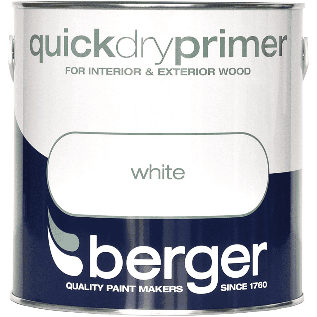 Berger Quick Dry Primer Undercoat White 2.5L UK Bricks, Timber