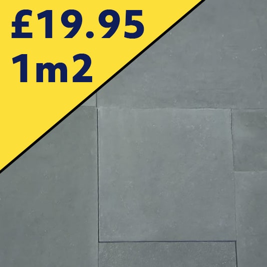 Natural Stone Patio Kit Kotah Blue Indian Limestone UK Bricks, Timber